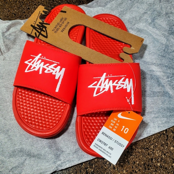 Nike Benassi X Stussy slides RED - Picture 3 of 12